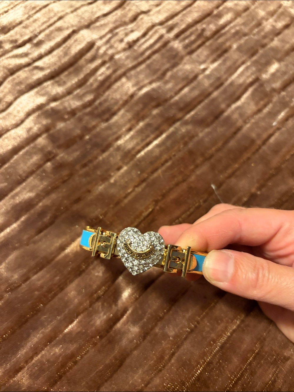 Juicy Couture Gold-Tone Bracelet with Blue Enamel and Crystal Heart